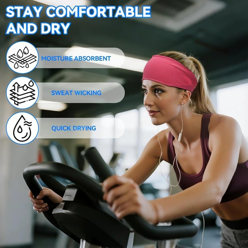 LECHI Sweat Headbands for Men,6 Pack Workout Sports Hairband for Gym, Ideal for Fitness,Running,Cycling,Hike - Image 2